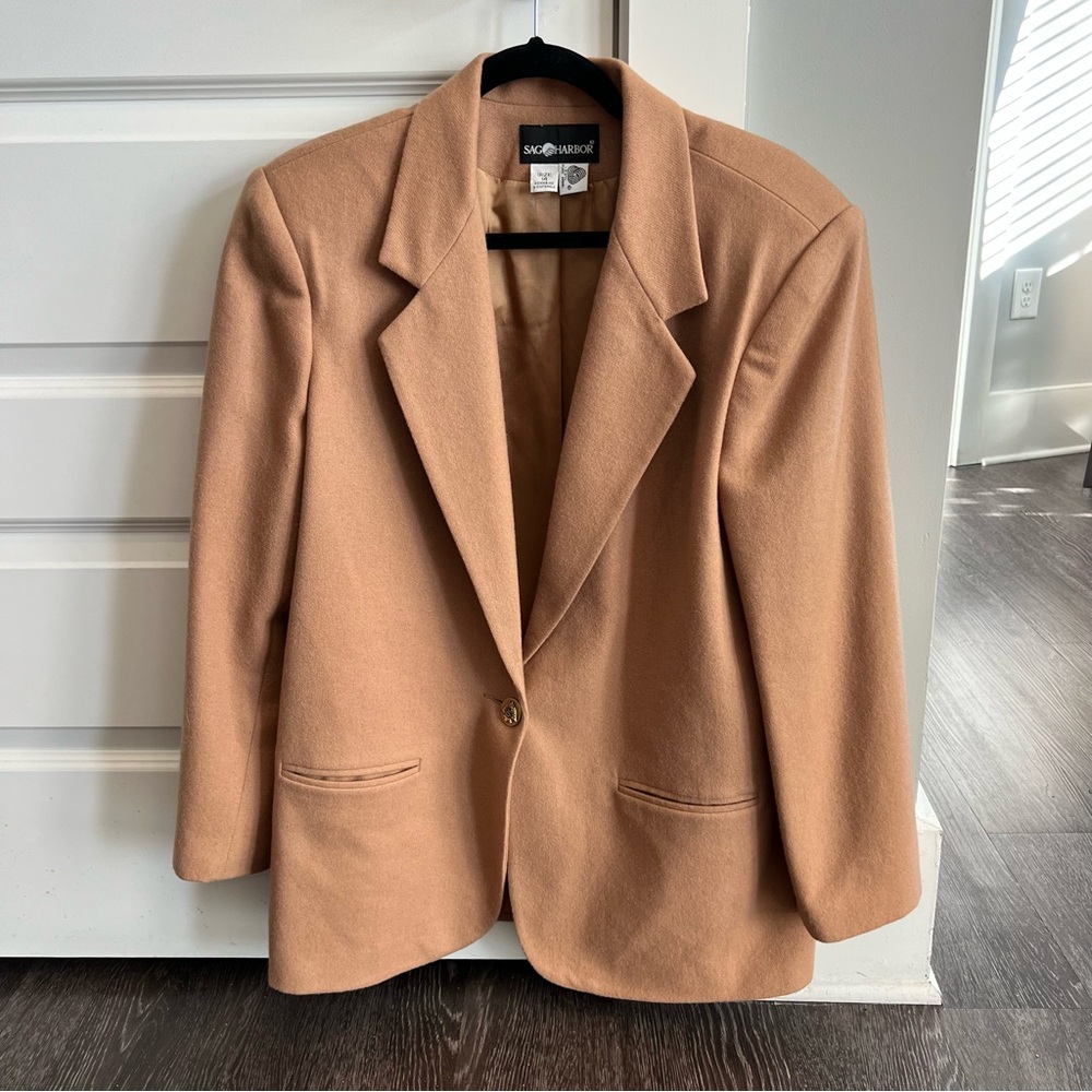 Sag Harbor 100% Pure Wool Women's Tan Blazer